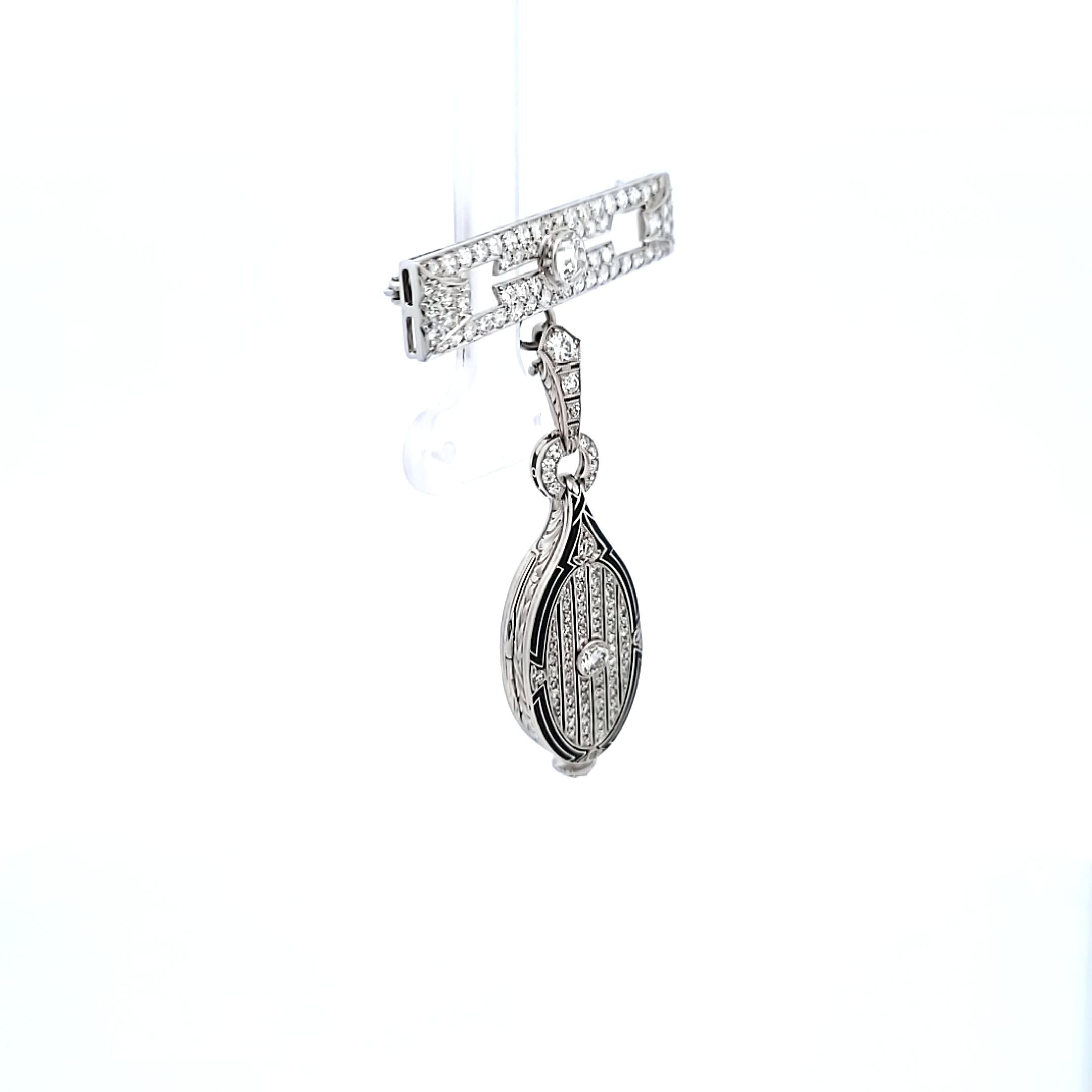 Tiffany & Co Platinum Lorgnette Pin Brooch with 3.71 Carat Round H VS1 Diamonds