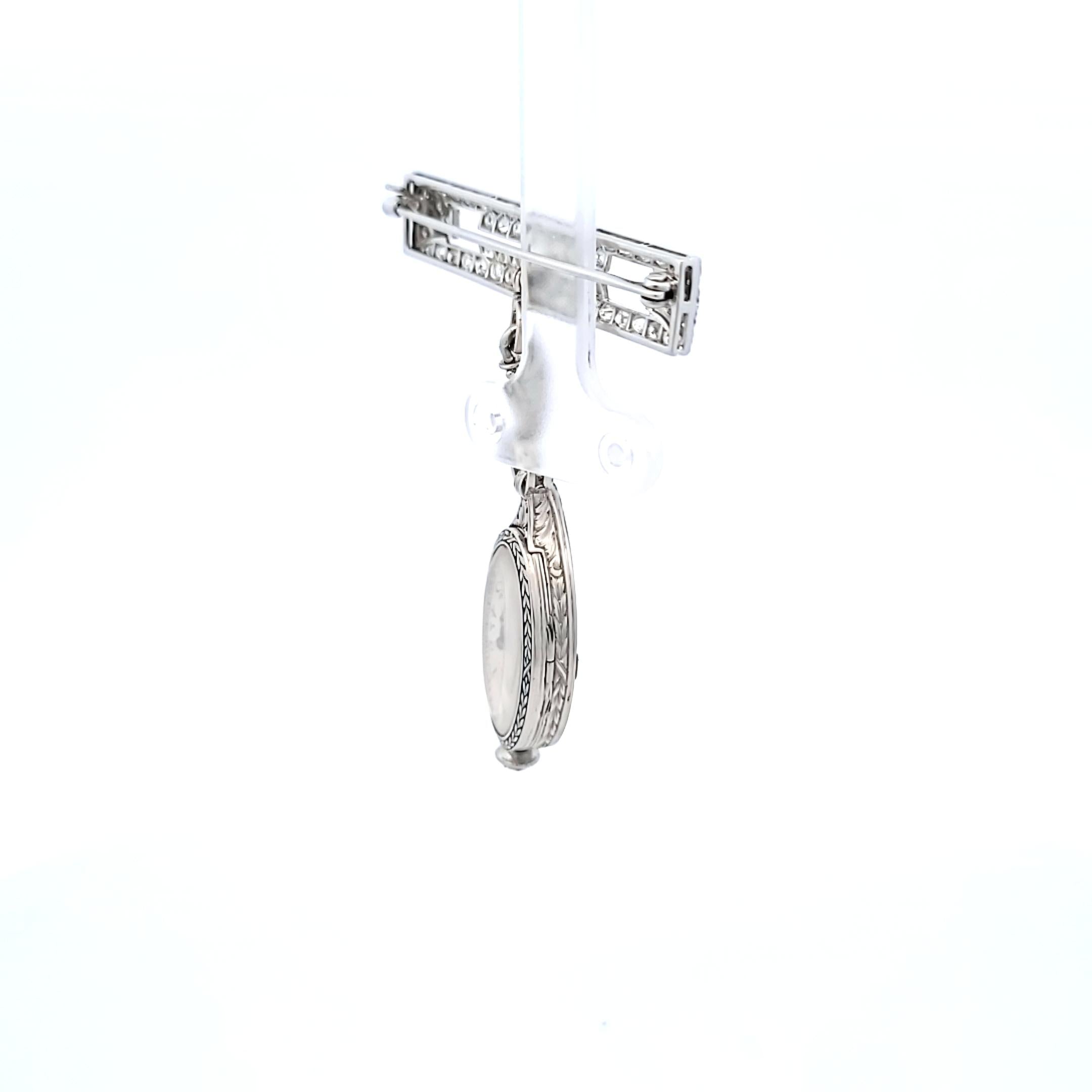 Tiffany & Co Platinum Lorgnette Pin Brooch with 3.71 Carat Round H VS1 Diamonds