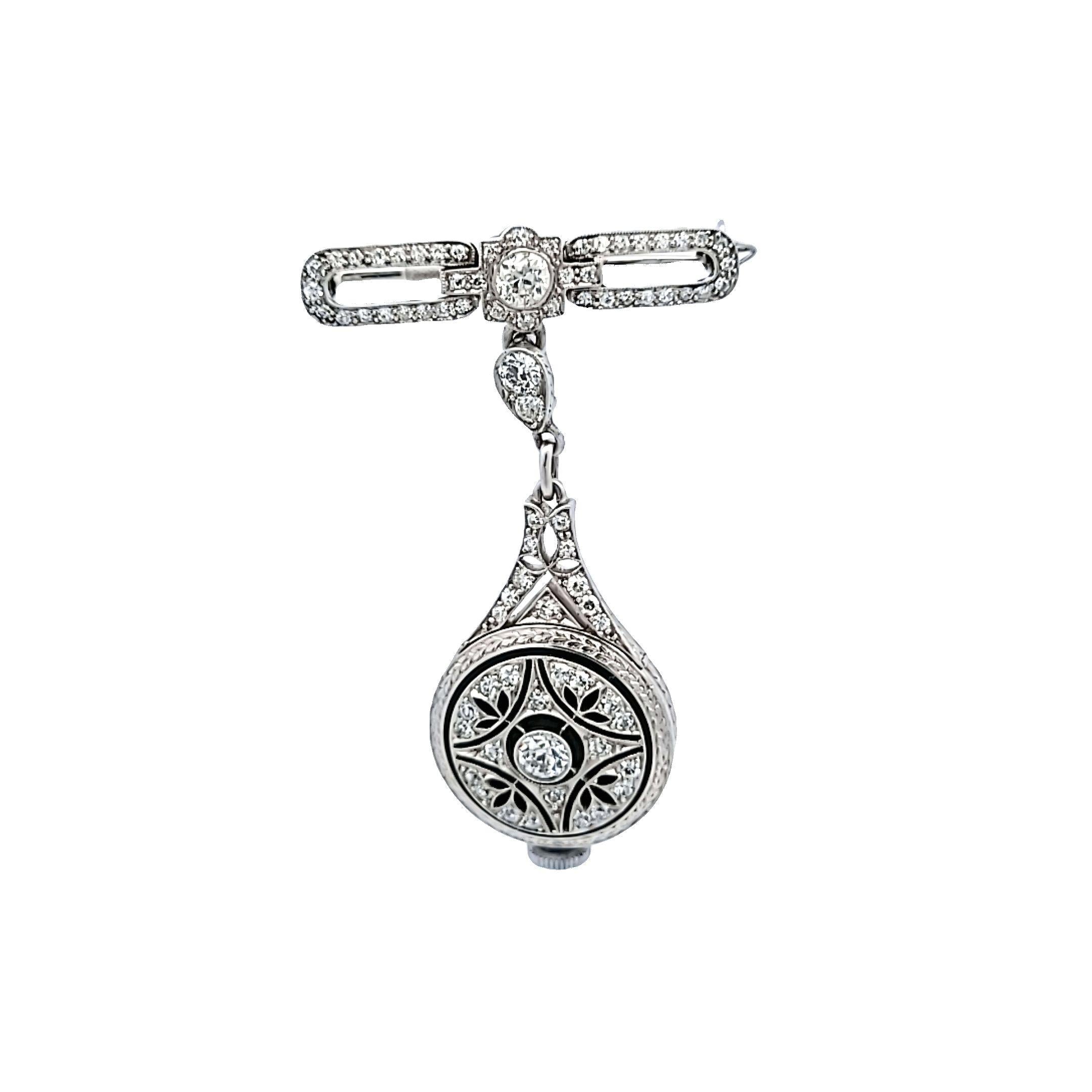 Cartier Vintage Platinum Brooch with 2 Carat Round H VS1 Diamonds 16.7 Grams