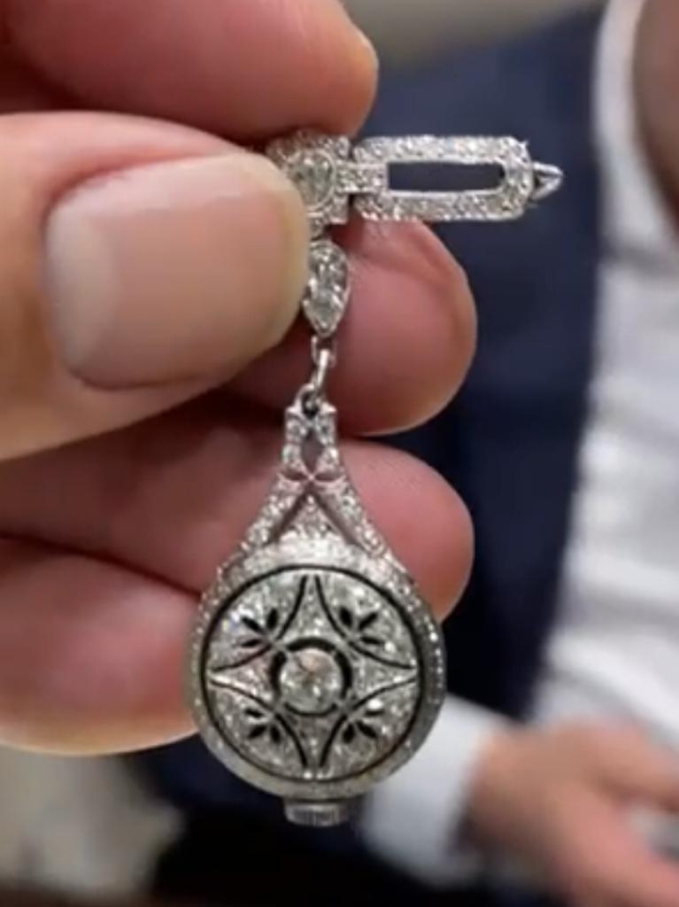 Tiffany & Co Platinum Pendant Watch with 2 Carat Round H VS1 Diamonds