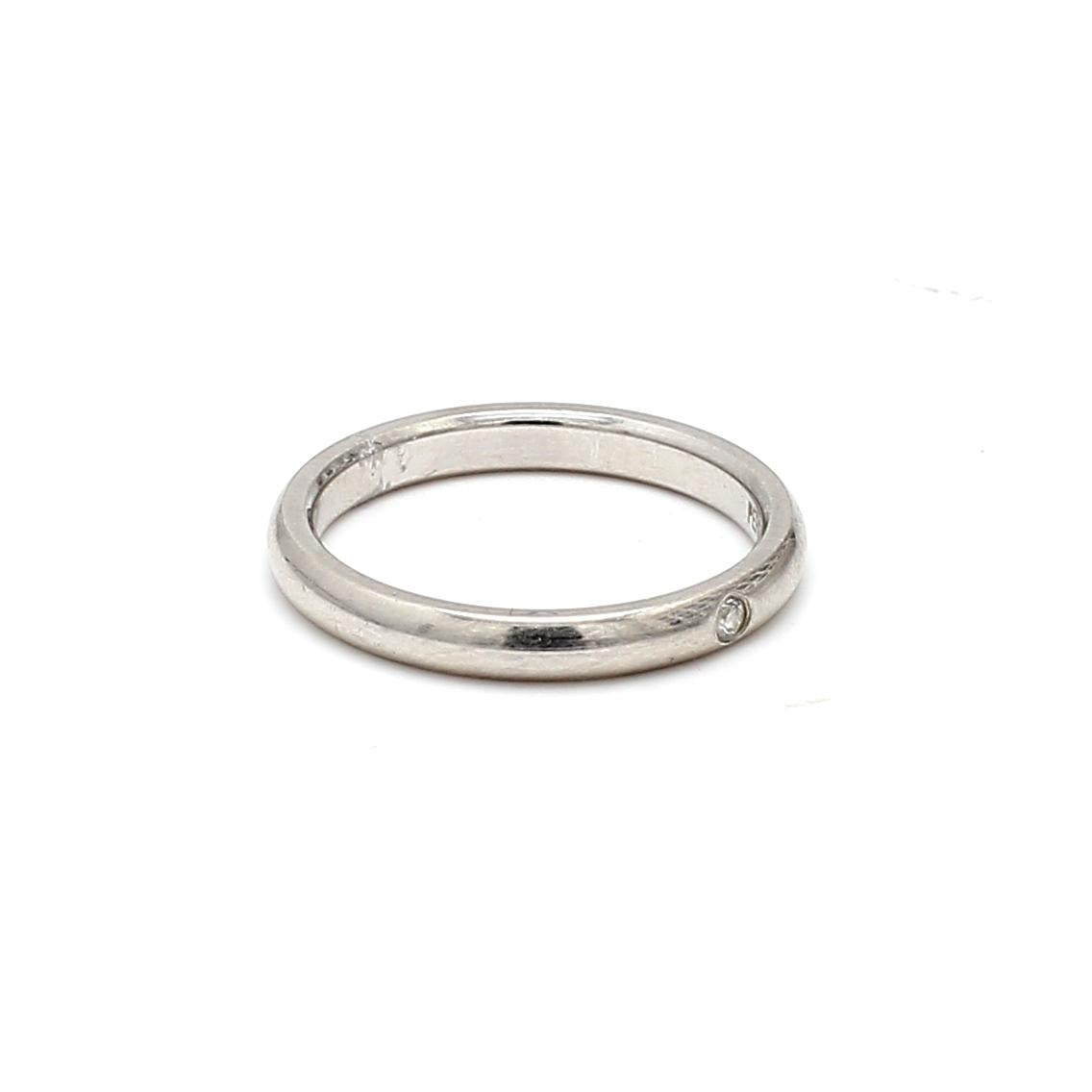 Tiffany & Co Platinum Band Ring with 0.03 Carat Round G VS1 Diamond Size 7.5