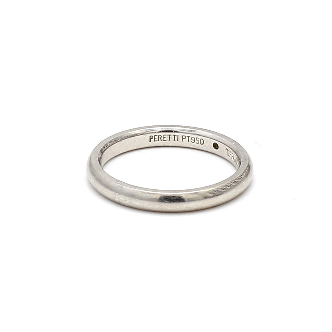 Tiffany & Co Platinum Band Ring with 0.03 Carat Round G VS1 Diamond Size 7.5