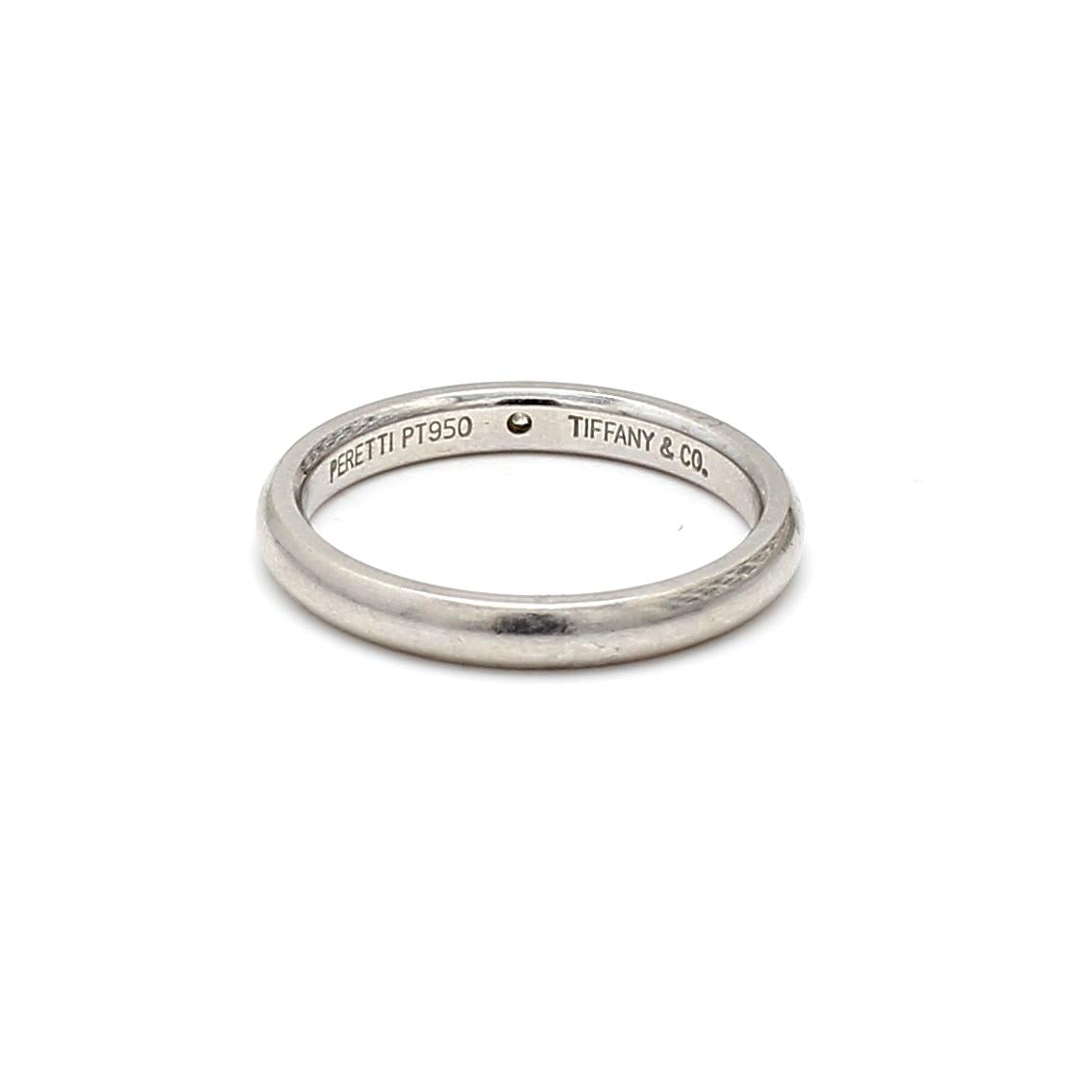 Tiffany & Co Platinum Band Ring with 0.03 Carat Round G VS1 Diamond Size 7.5