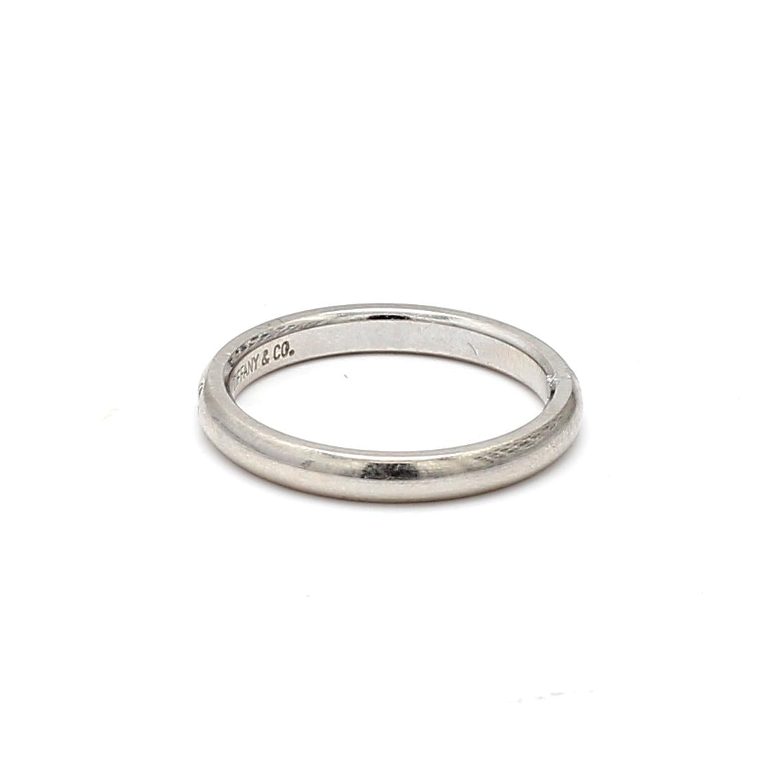 Tiffany & Co Platinum Band Ring with 0.03 Carat Round G VS1 Diamond Size 7.5