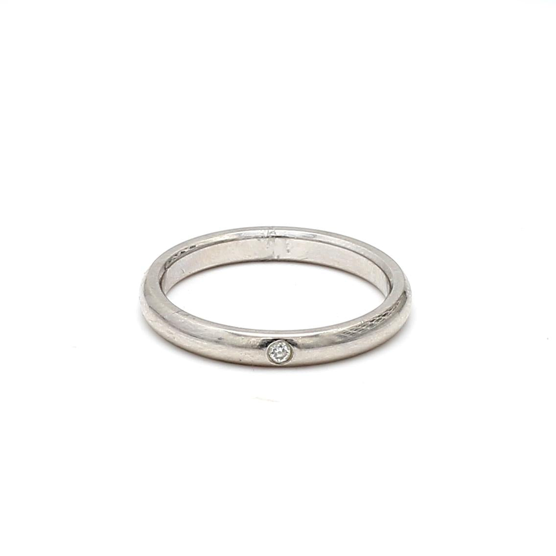 Tiffany & Co Platinum Band Ring with 0.03 Carat Round G VS1 Diamond Size 7.5