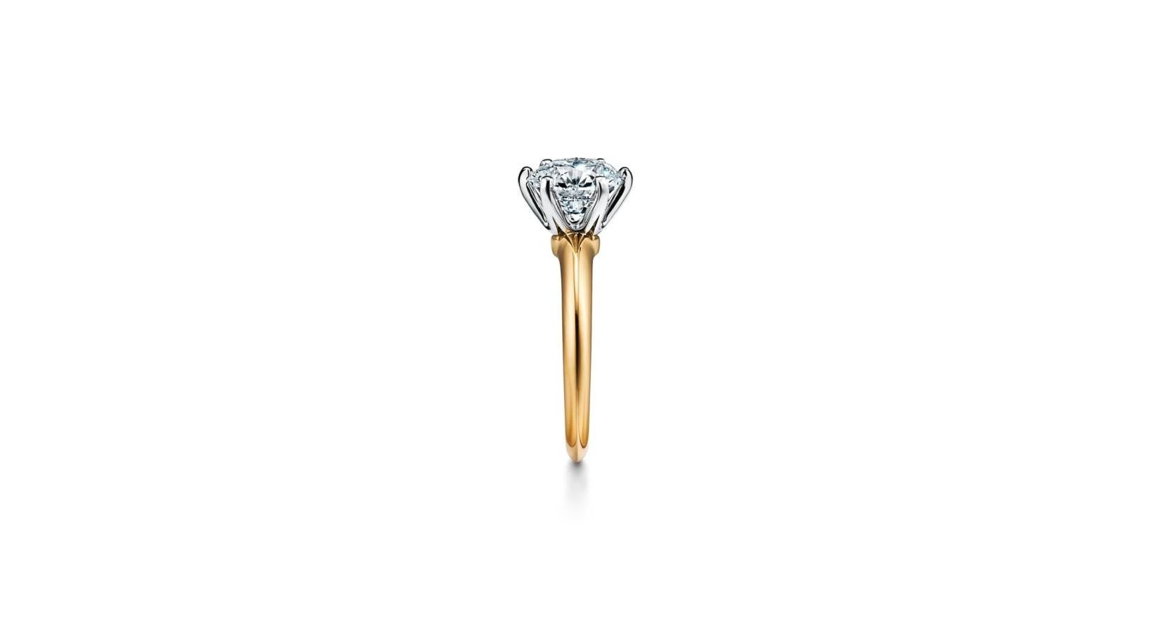 Tiffany & Co 18K Yellow Gold Engagement Ring 2.04 Carat Round I-IF Diamonds