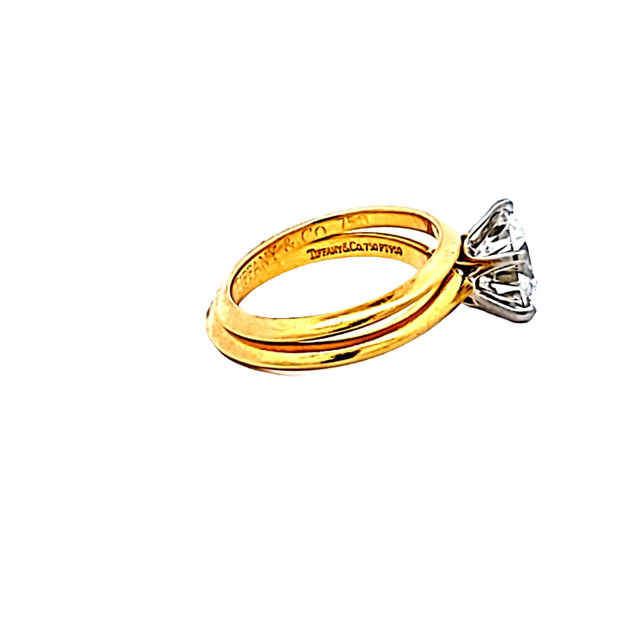 Tiffany & Co 18K Yellow Gold Engagement Ring 2.04 Carat Round I-IF Diamonds