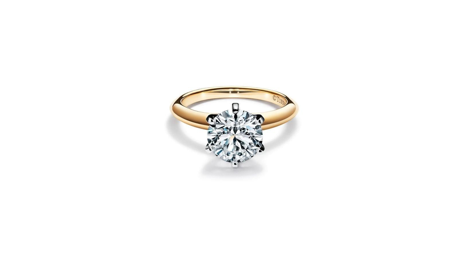 Tiffany & Co 18K Yellow Gold Engagement Ring 2.04 Carat Round I-IF Diamonds