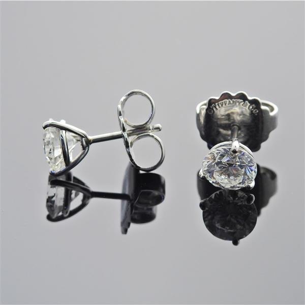 Tiffany & Co 2.25 Carat Round Brilliant H VS2 Diamond Platinum Stud Earring