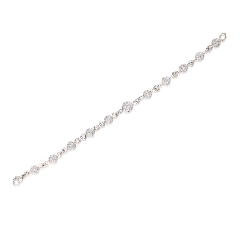 Platinum Link Bracelet with 13.60ct G-SI1 Round Brilliant Diamond Spheres
