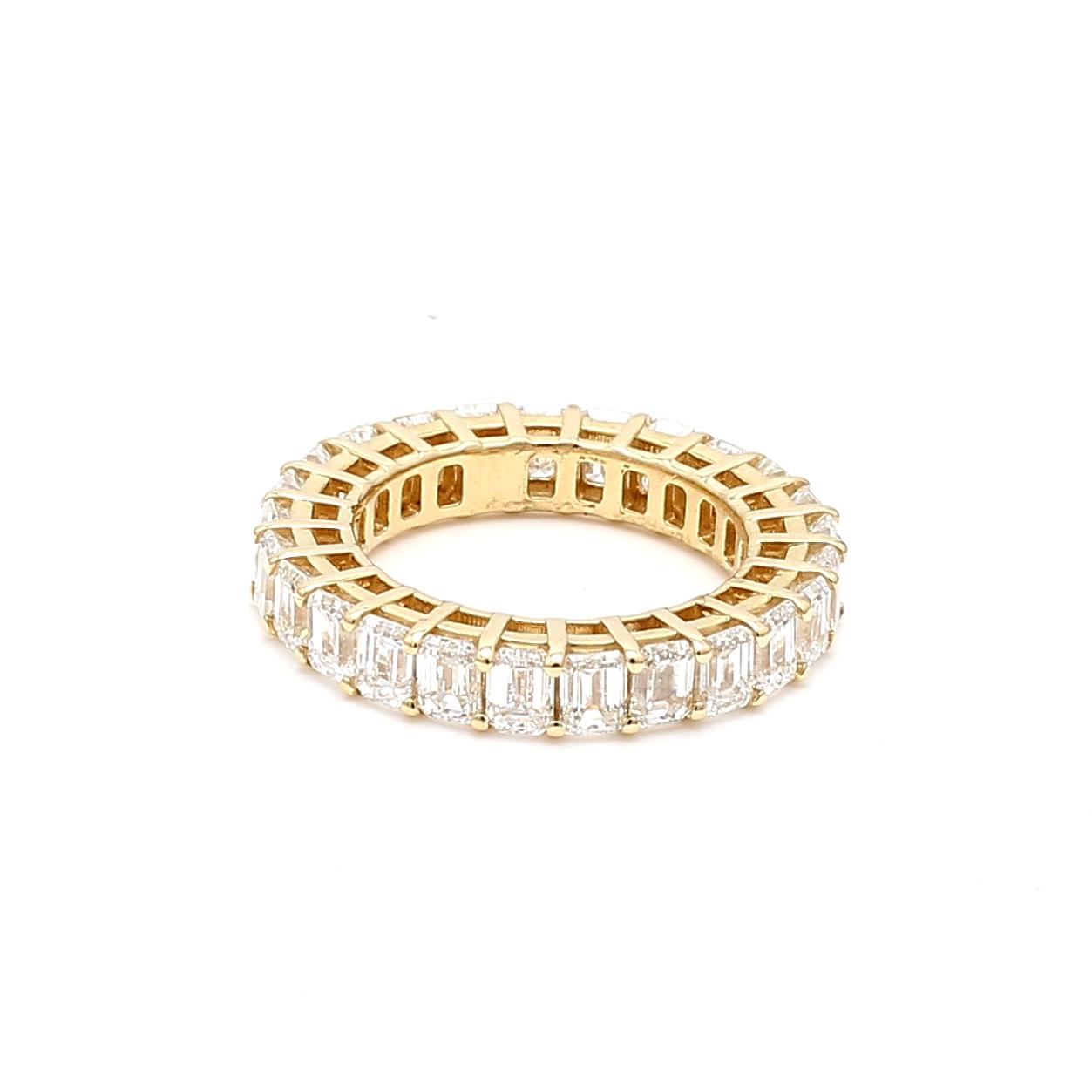 5.00ct Emerald Cut G/VS1 Diamond 18K Yellow Gold Eternity Band Ring Size 7