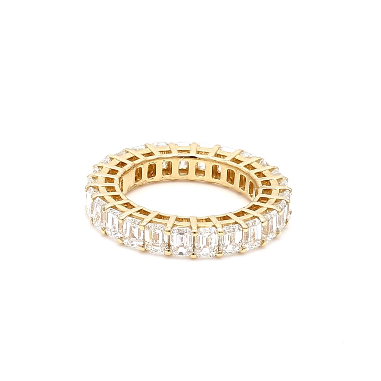 5.00ct Emerald Cut G/VS1 Diamond 18K Yellow Gold Eternity Band Ring Size 7