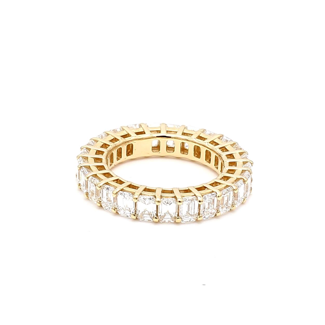 5.00ct Emerald Cut G/VS1 Diamond 18K Yellow Gold Eternity Band Ring Size 7