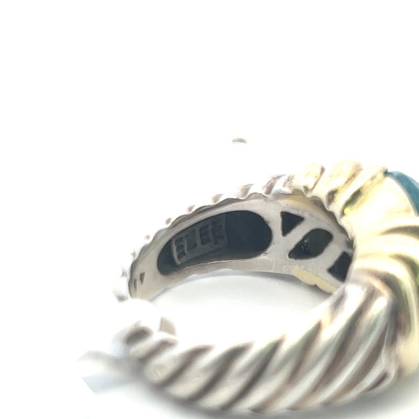 David Yurman 14 Karat Two Tone Gold/Silver Gems Stone Ring