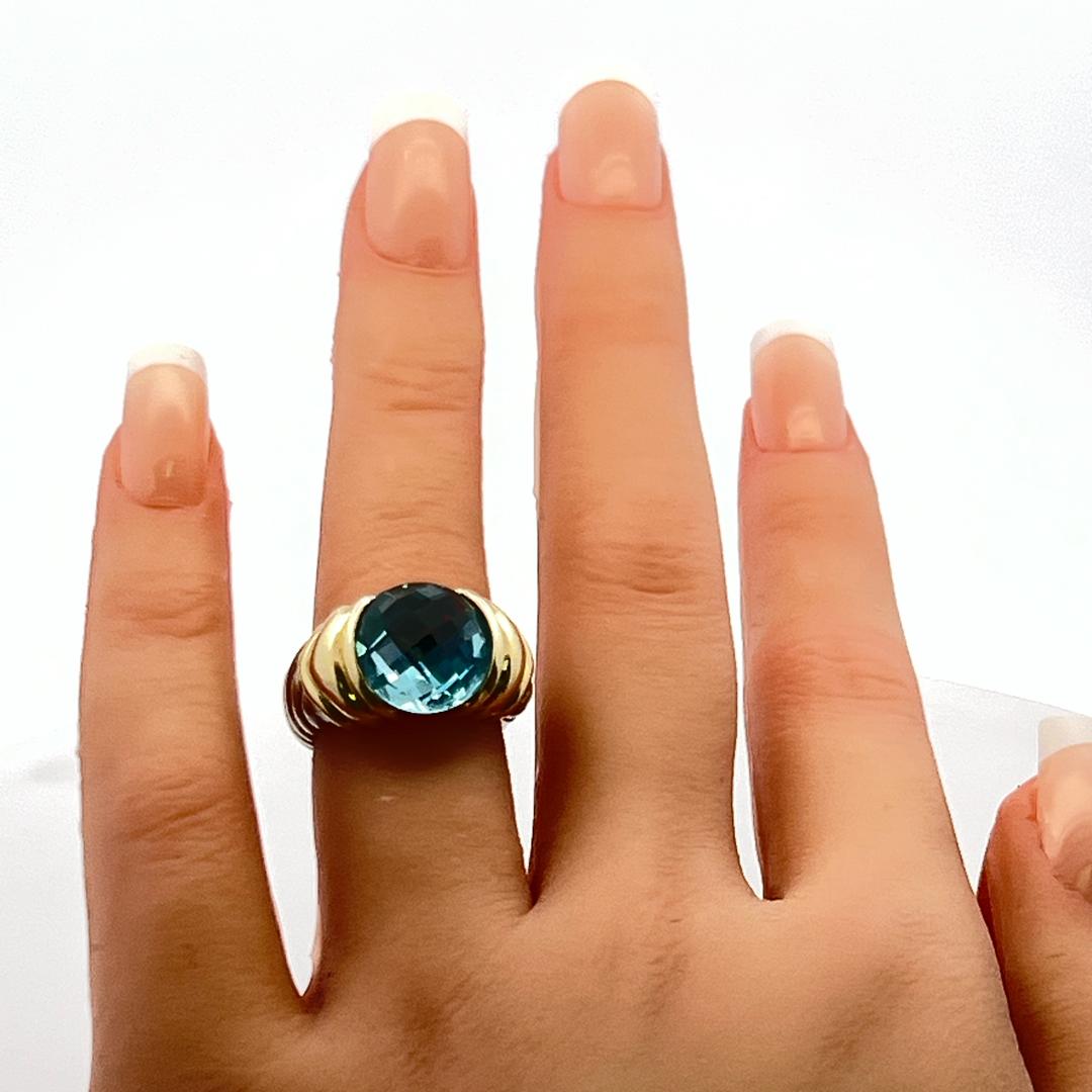 David Yurman 14 Karat Two Tone Gold/Silver Gems Stone Ring