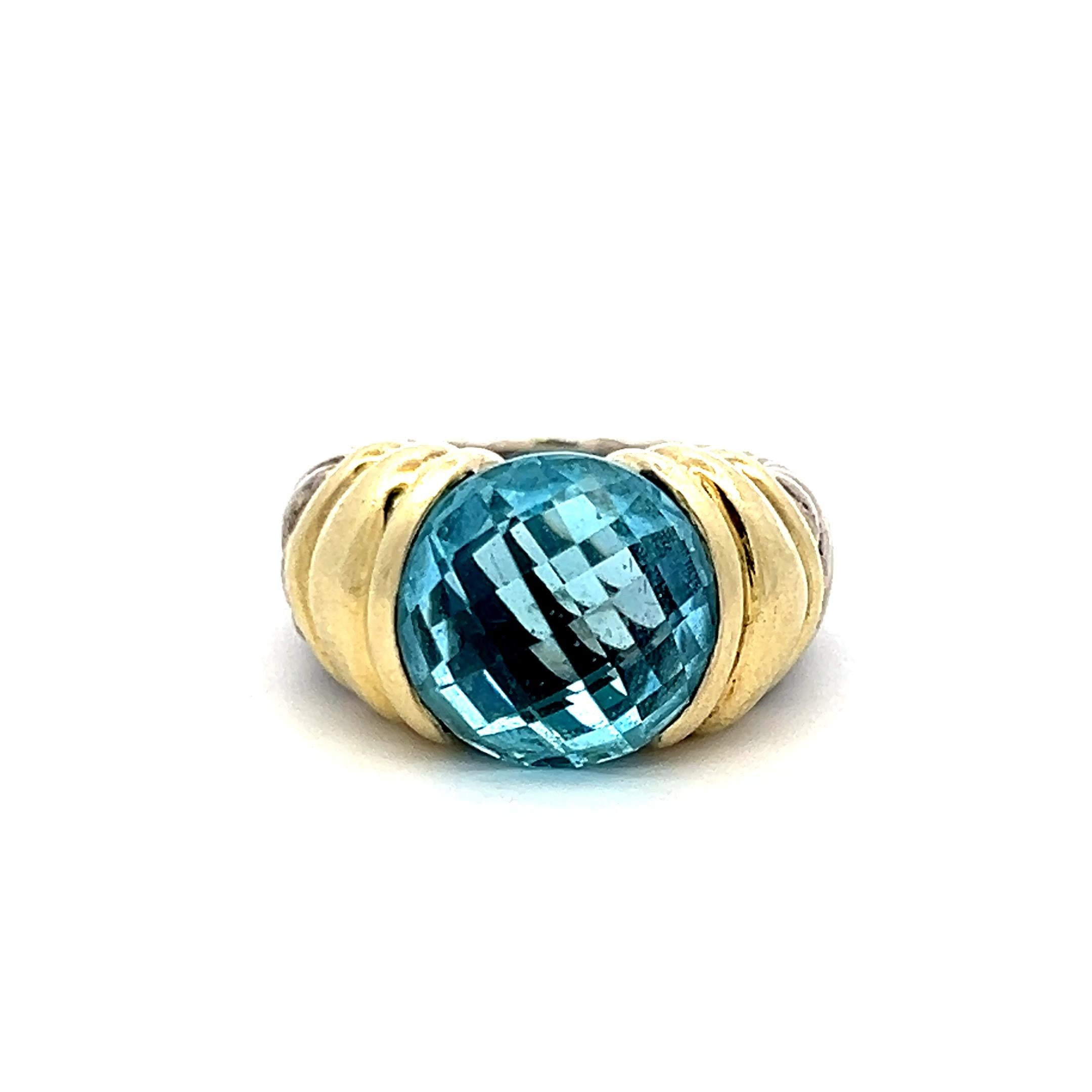 David Yurman 14 Karat Two Tone Gold/Silver Gems Stone Ring