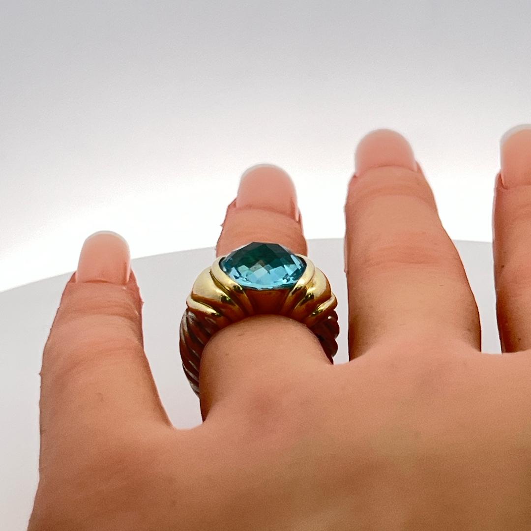 David Yurman 14 Karat Two Tone Gold/Silver Gems Stone Ring
