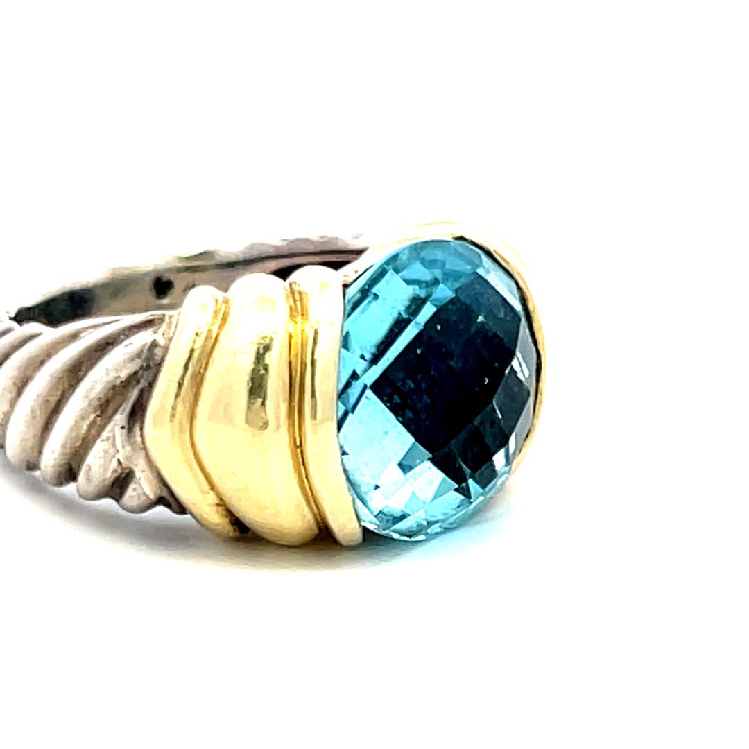David Yurman 14 Karat Two Tone Gold/Silver Gems Stone Ring