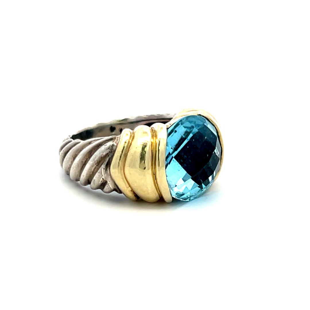 David Yurman 14 Karat Two Tone Gold/Silver Gems Stone Ring