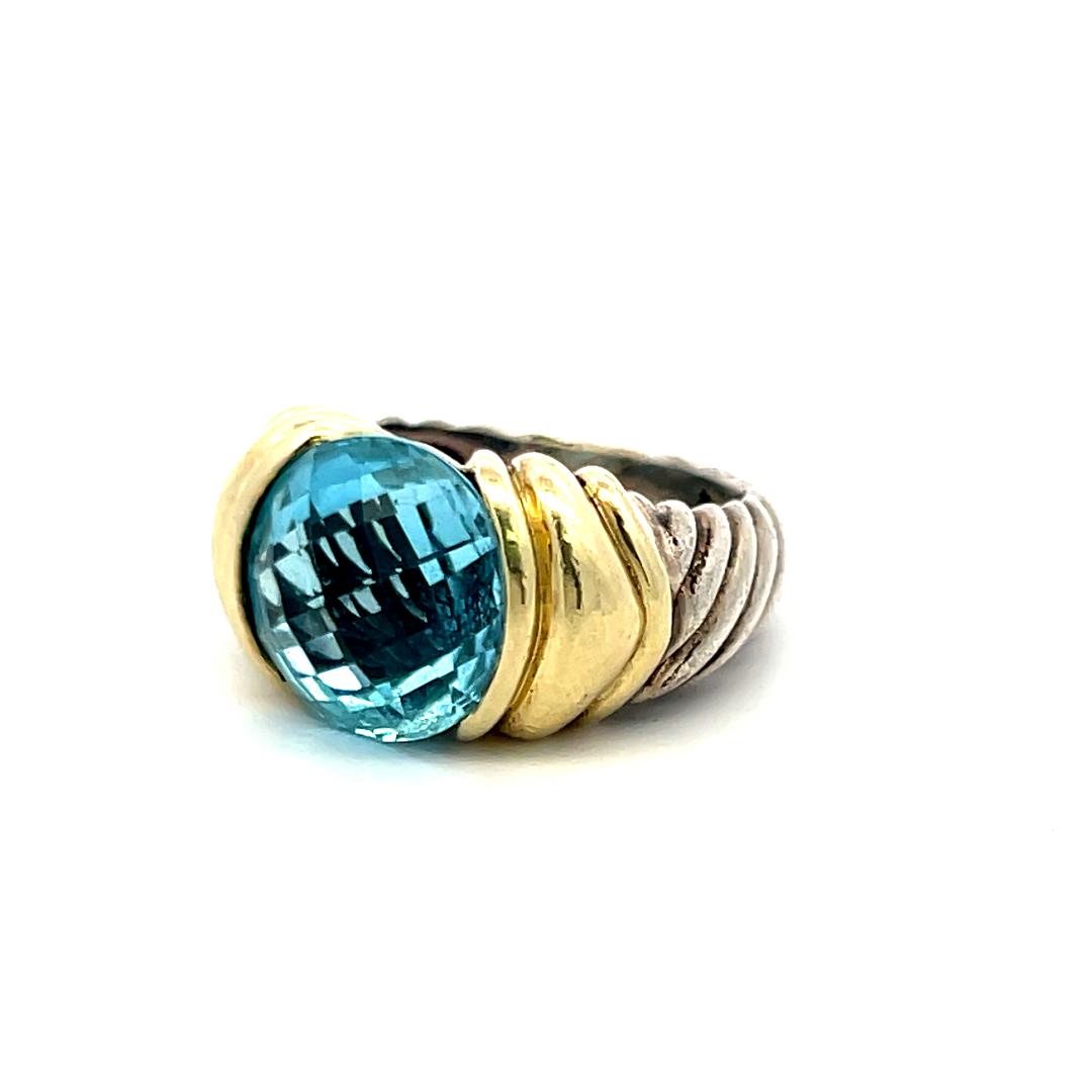 David Yurman 14 Karat Two Tone Gold/Silver Gems Stone Ring