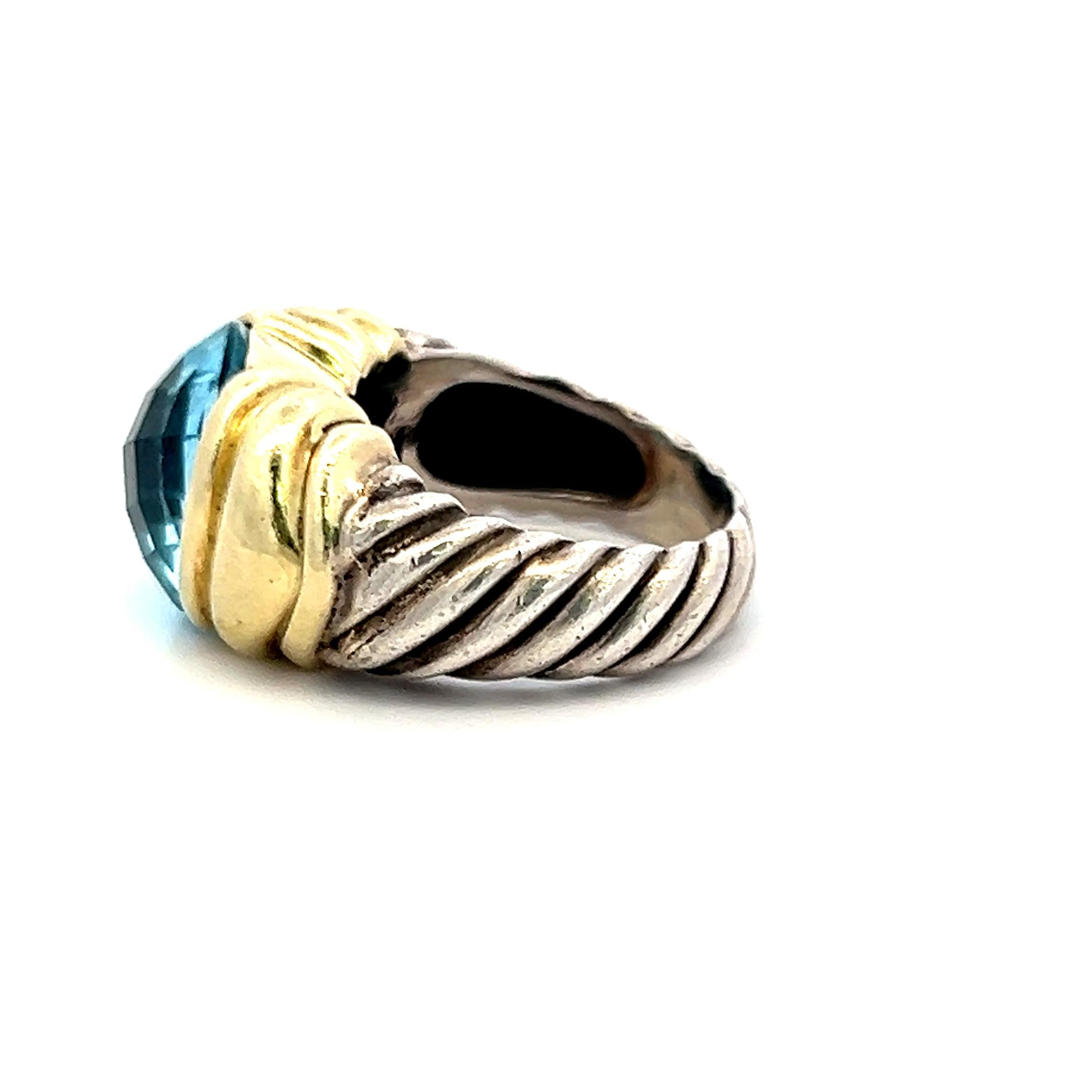 David Yurman 14 Karat Two Tone Gold/Silver Gems Stone Ring