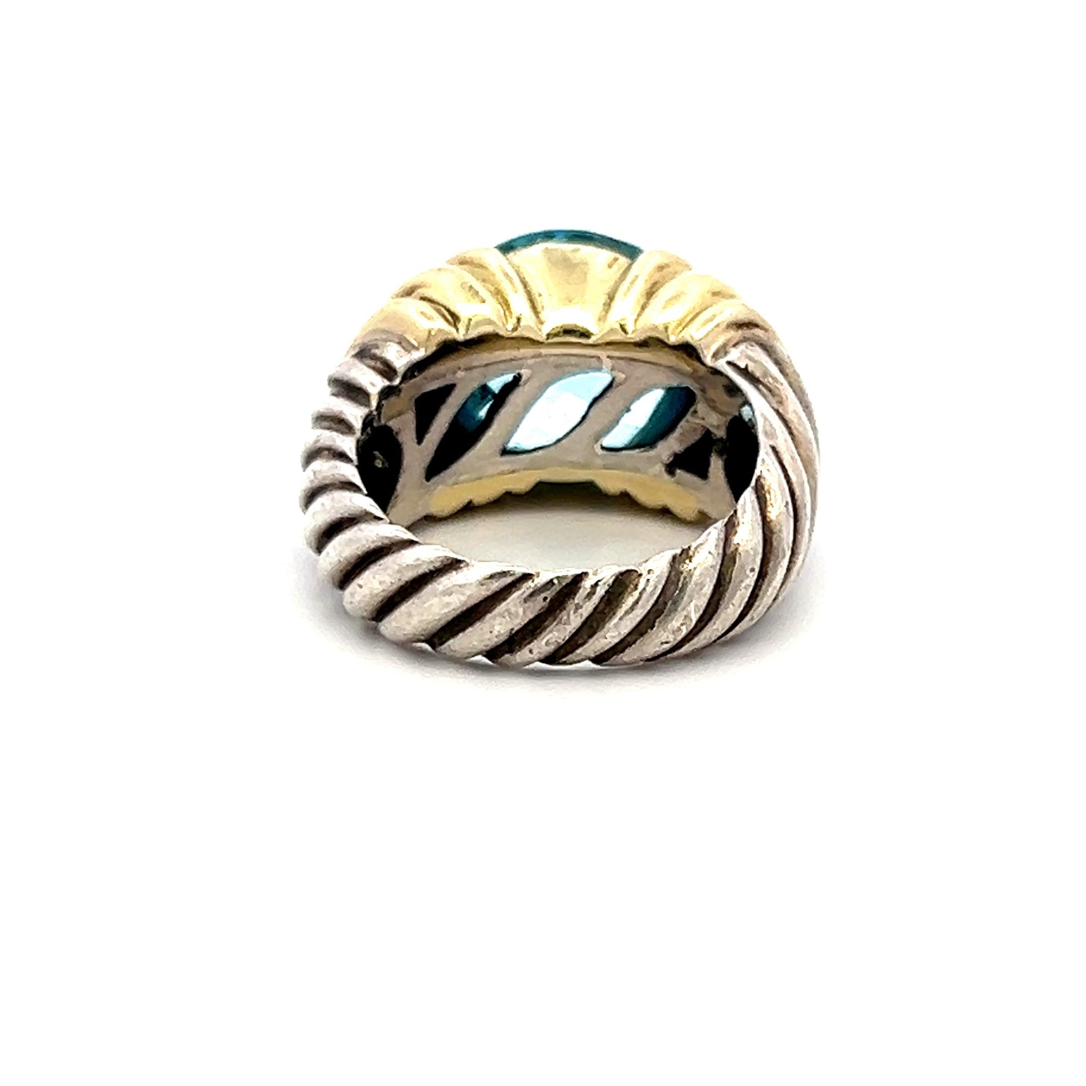 David Yurman 14 Karat Two Tone Gold/Silver Gems Stone Ring