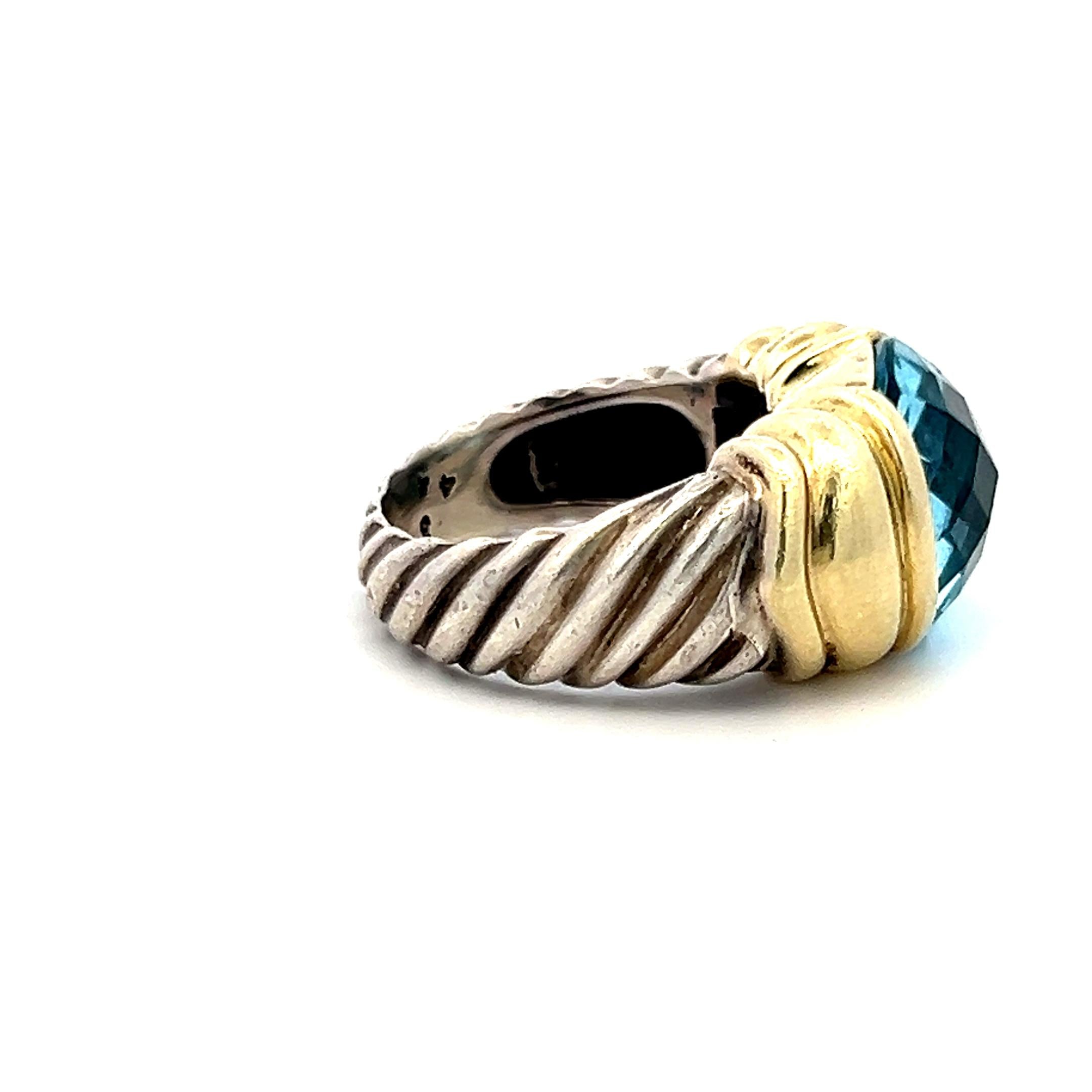 David Yurman 14 Karat Two Tone Gold/Silver Gems Stone Ring