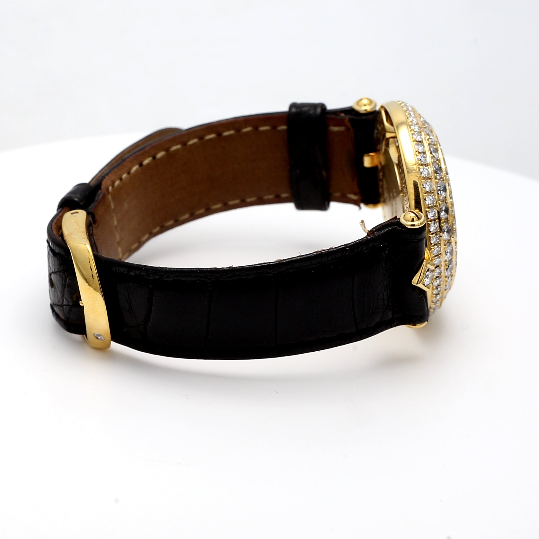 4.00 Carat Round Brilliant H VS1 Diamond 18 Karat Yellow Gold Wrist Watches