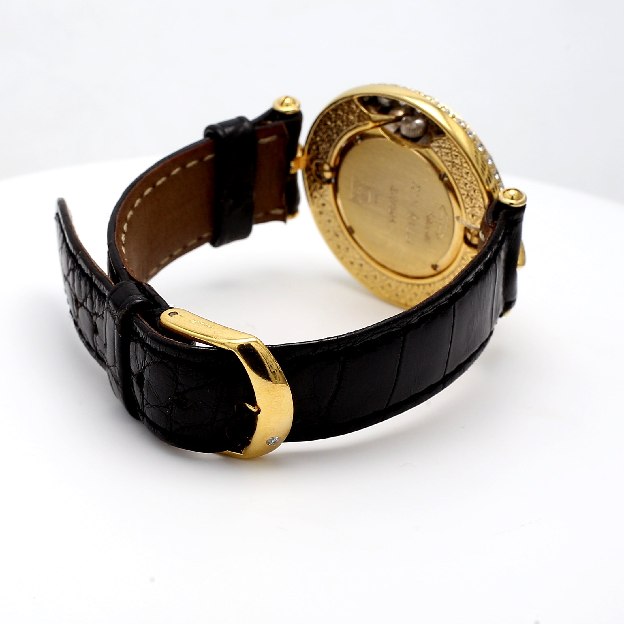 4.00 Carat Round Brilliant H VS1 Diamond 18 Karat Yellow Gold Wrist Watches