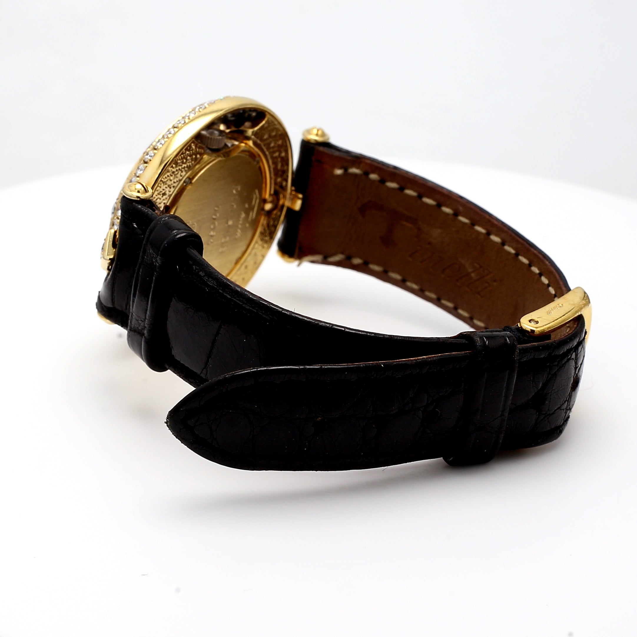 4.00 Carat Round Brilliant H VS1 Diamond 18 Karat Yellow Gold Wrist Watches