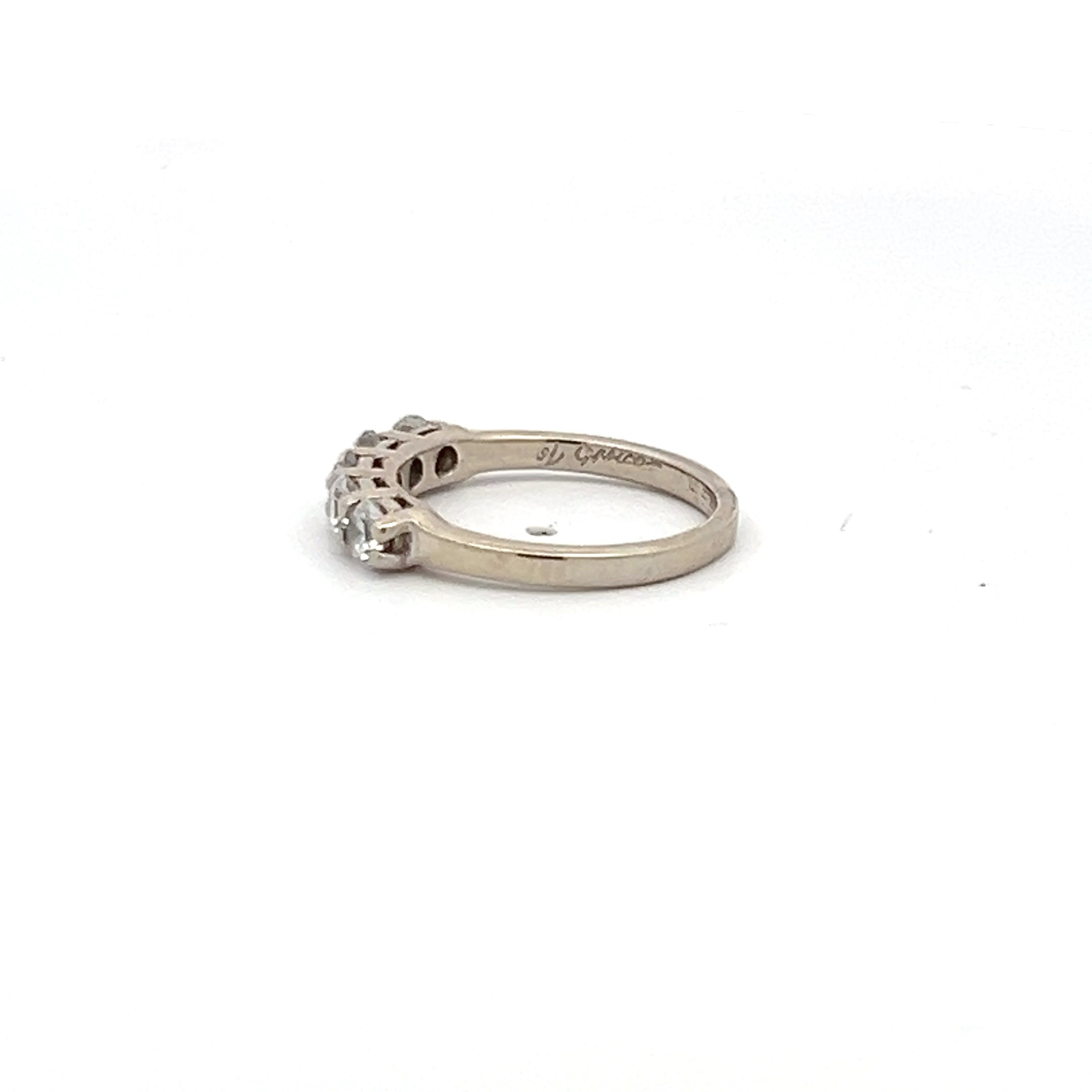 0.80 Carat Round Brilliant H SI1 Diamond 14 Karat White Gold Band Ring