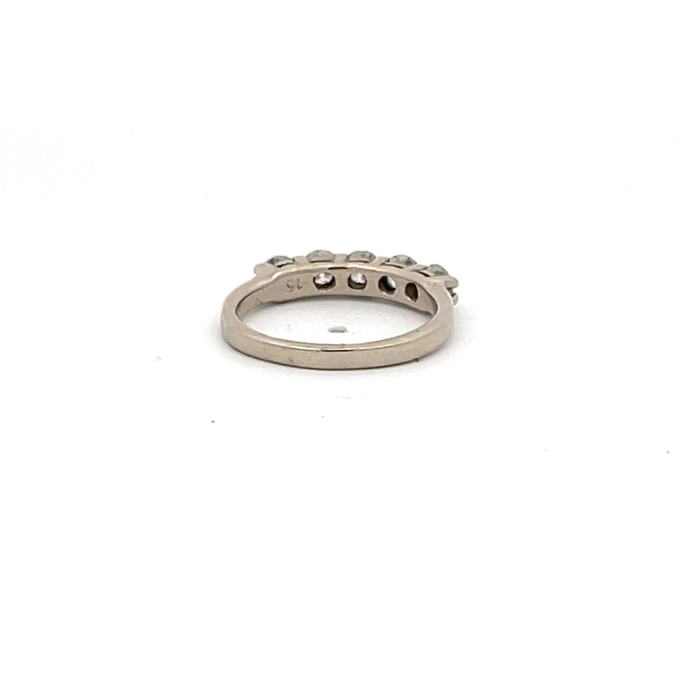 0.80 Carat Round Brilliant H SI1 Diamond 14 Karat White Gold Band Ring