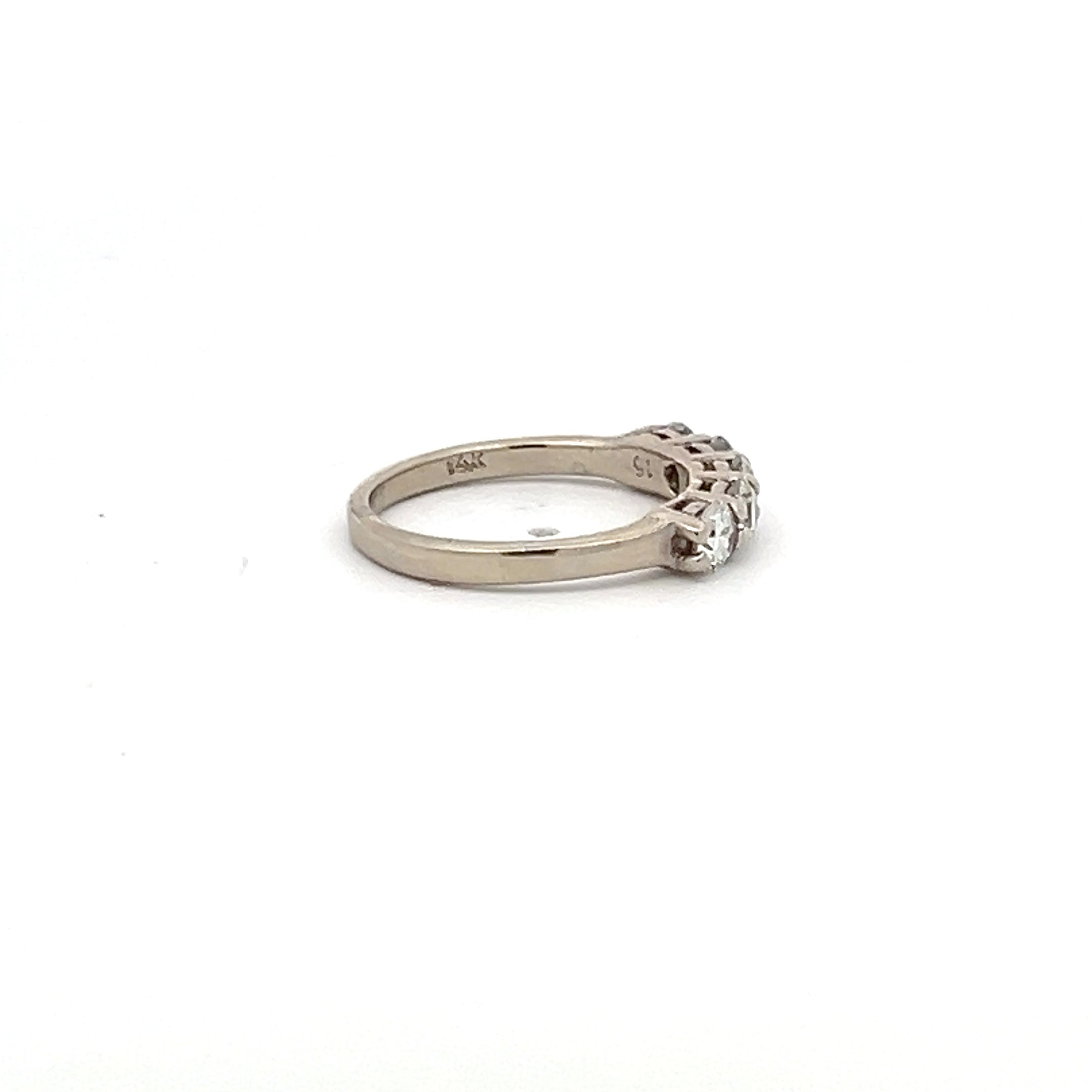 0.80 Carat Round Brilliant H SI1 Diamond 14 Karat White Gold Band Ring