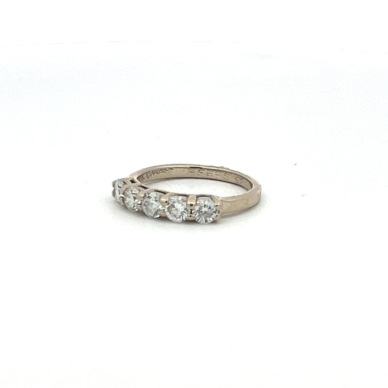 0.80 Carat Round Brilliant H SI1 Diamond 14 Karat White Gold Band Ring
