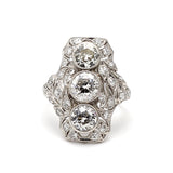 2.15 Carat Old European Cut F SI1 Diamond Platinum Art Deco Ring