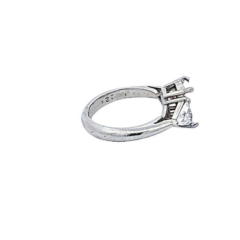 0.70 Carat Triangular Shape F VS1 Diamond Platinum Semi Mount Ring