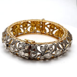 16.81 Carat Rose Cut  and Round Brilliant Diamond 18K Yellow Gold Bangle Bracelet