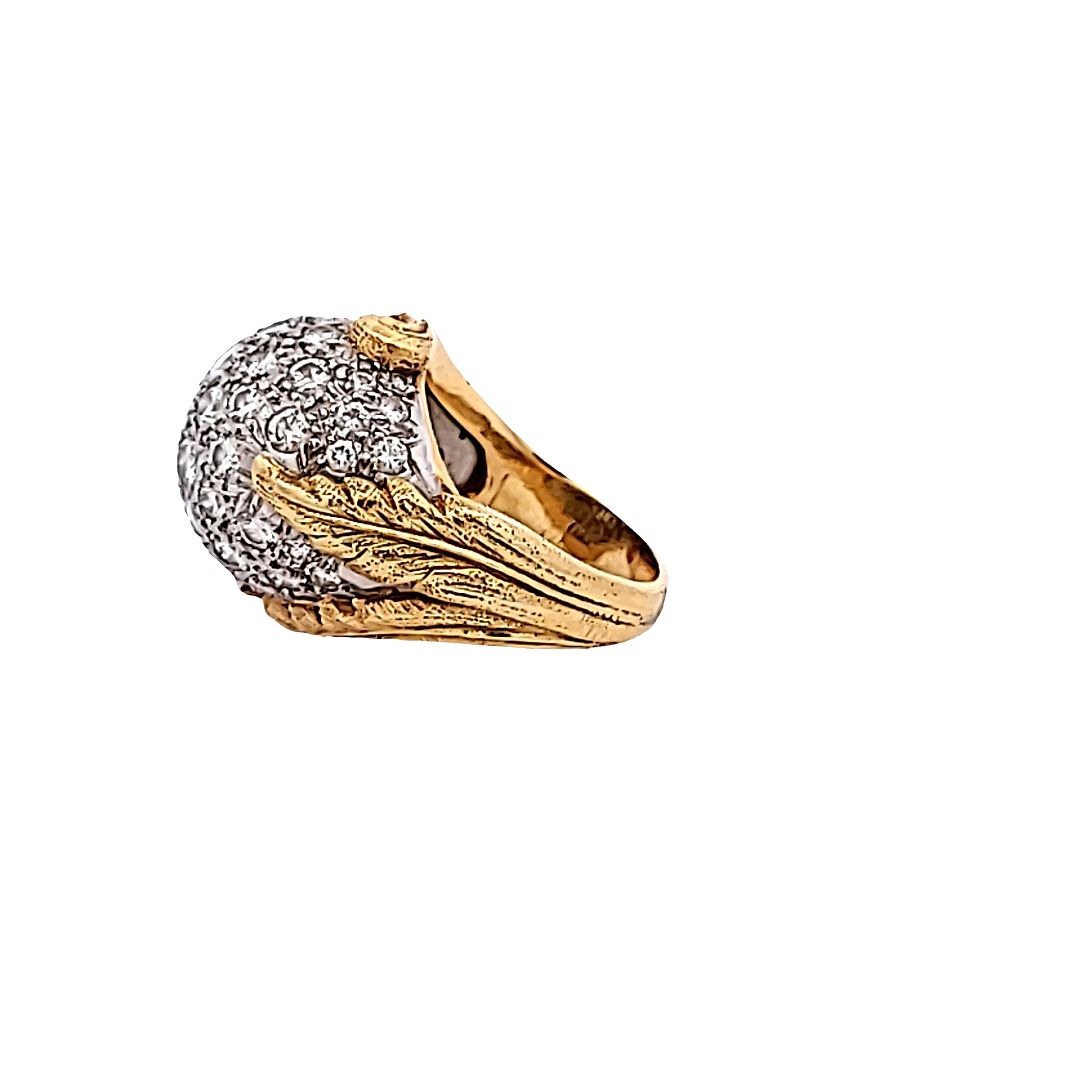 2.50 Carat Round Brilliant H SI1 Diamond 18 Karat Yellow Gold Cocktail Ring