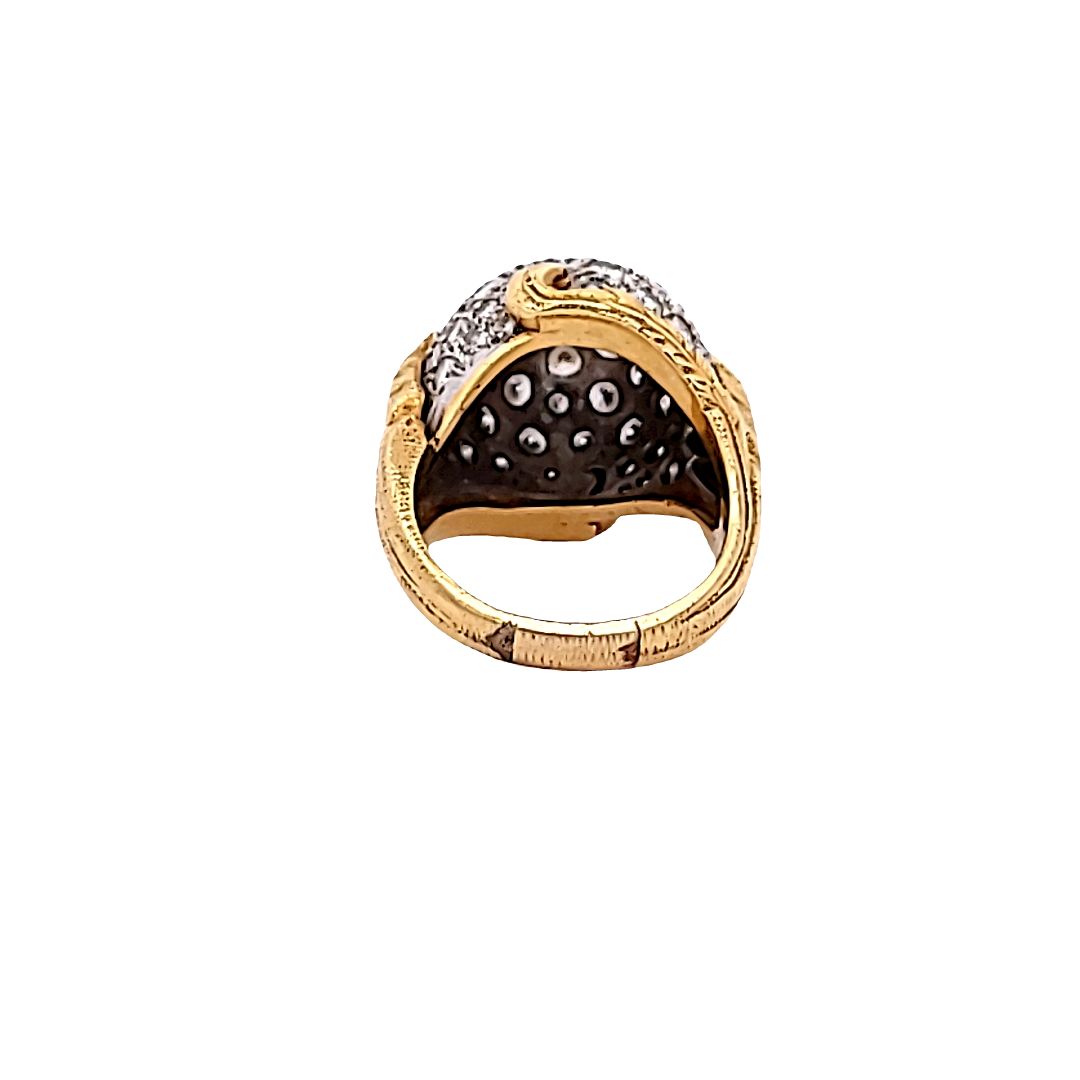 2.50 Carat Round Brilliant H SI1 Diamond 18 Karat Yellow Gold Cocktail Ring
