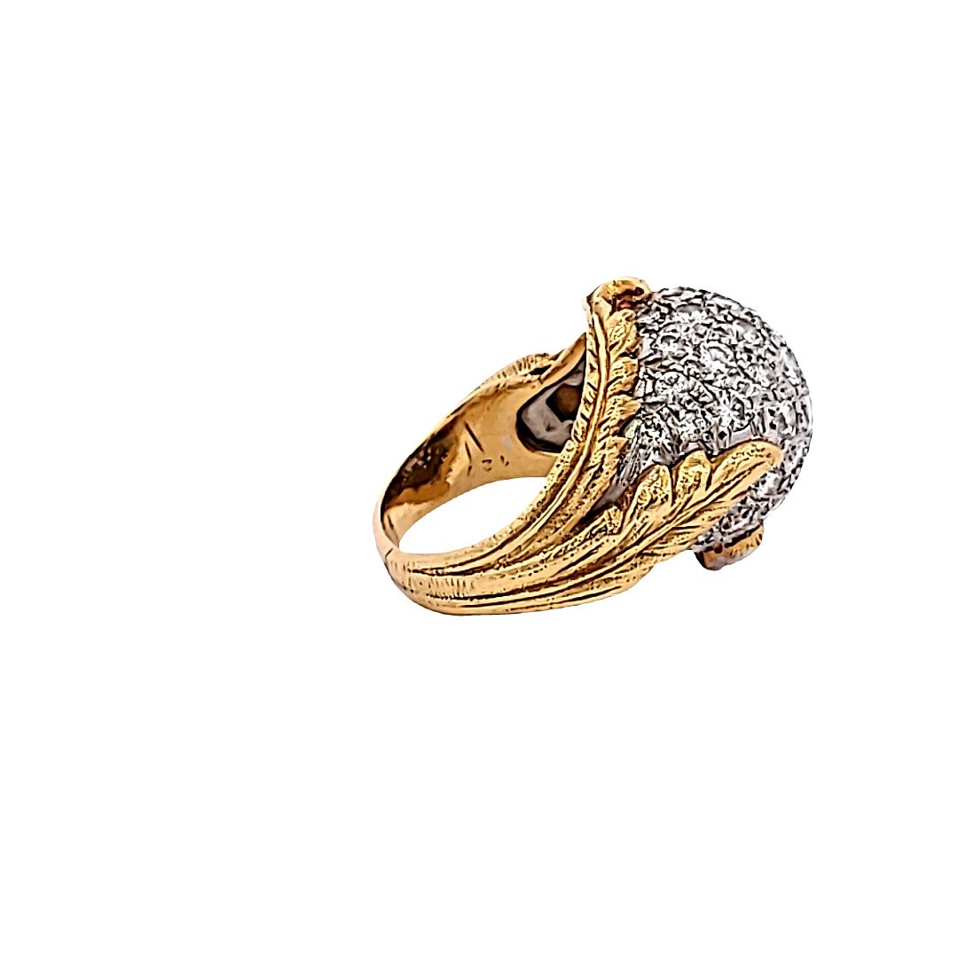 2.50 Carat Round Brilliant H SI1 Diamond 18 Karat Yellow Gold Cocktail Ring