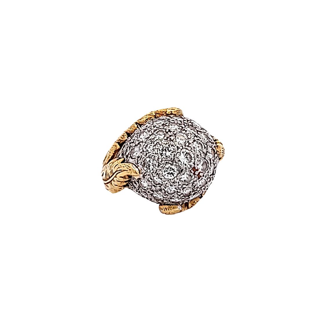 2.50 Carat Round Brilliant H SI1 Diamond 18 Karat Yellow Gold Cocktail Ring