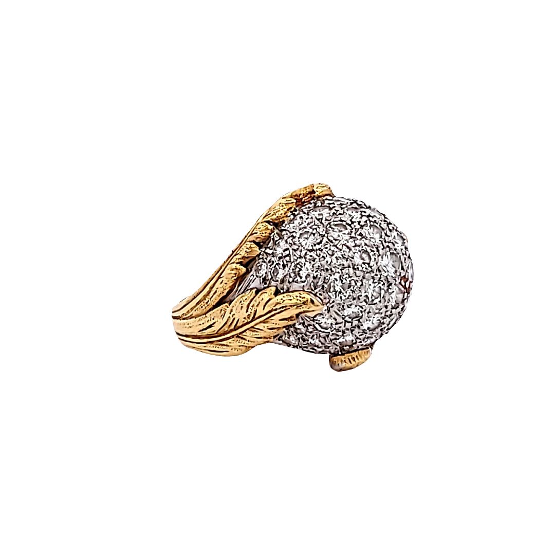 2.50 Carat Round Brilliant H SI1 Diamond 18 Karat Yellow Gold Cocktail Ring