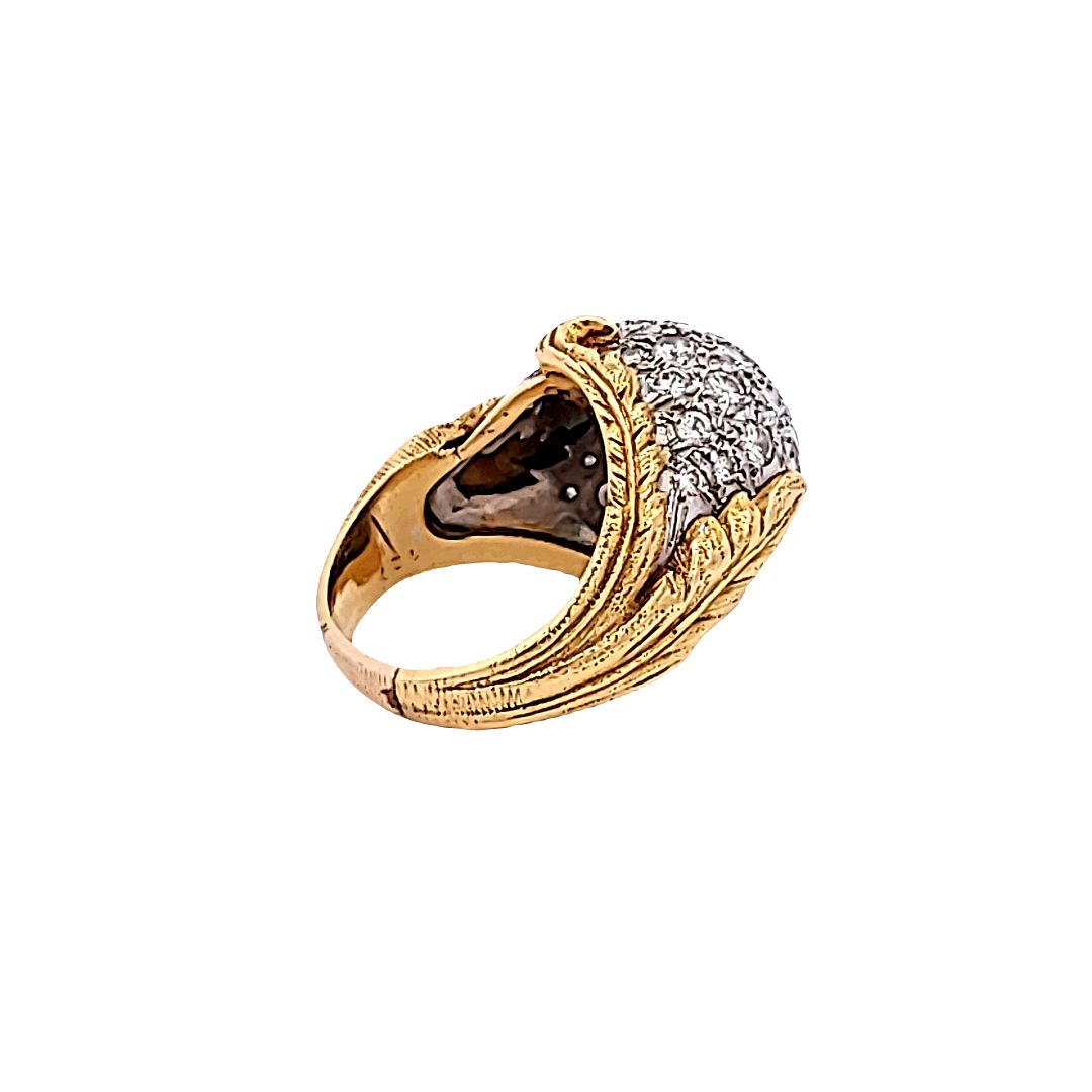 2.50 Carat Round Brilliant H SI1 Diamond 18 Karat Yellow Gold Cocktail Ring