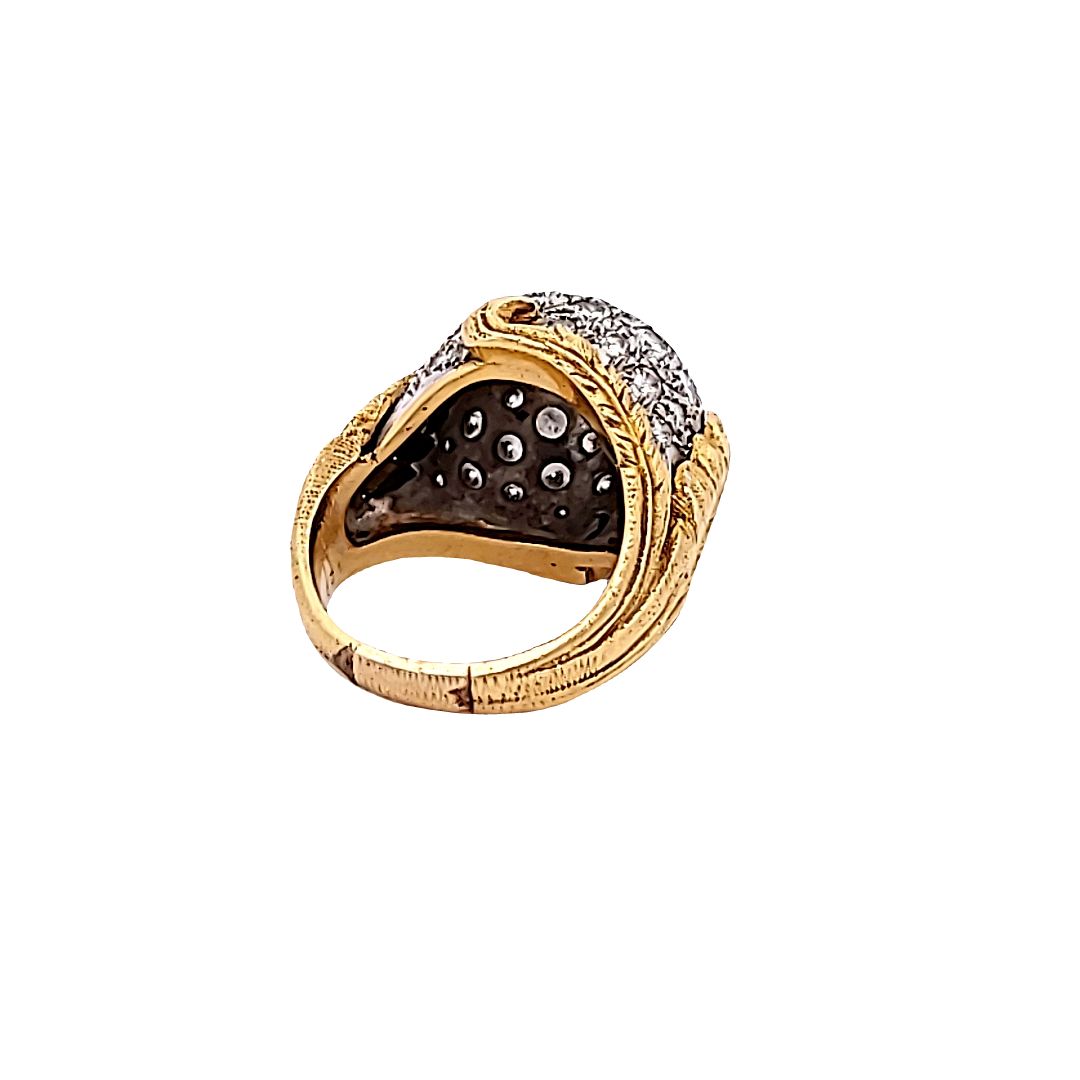 2.50 Carat Round Brilliant H SI1 Diamond 18 Karat Yellow Gold Cocktail Ring