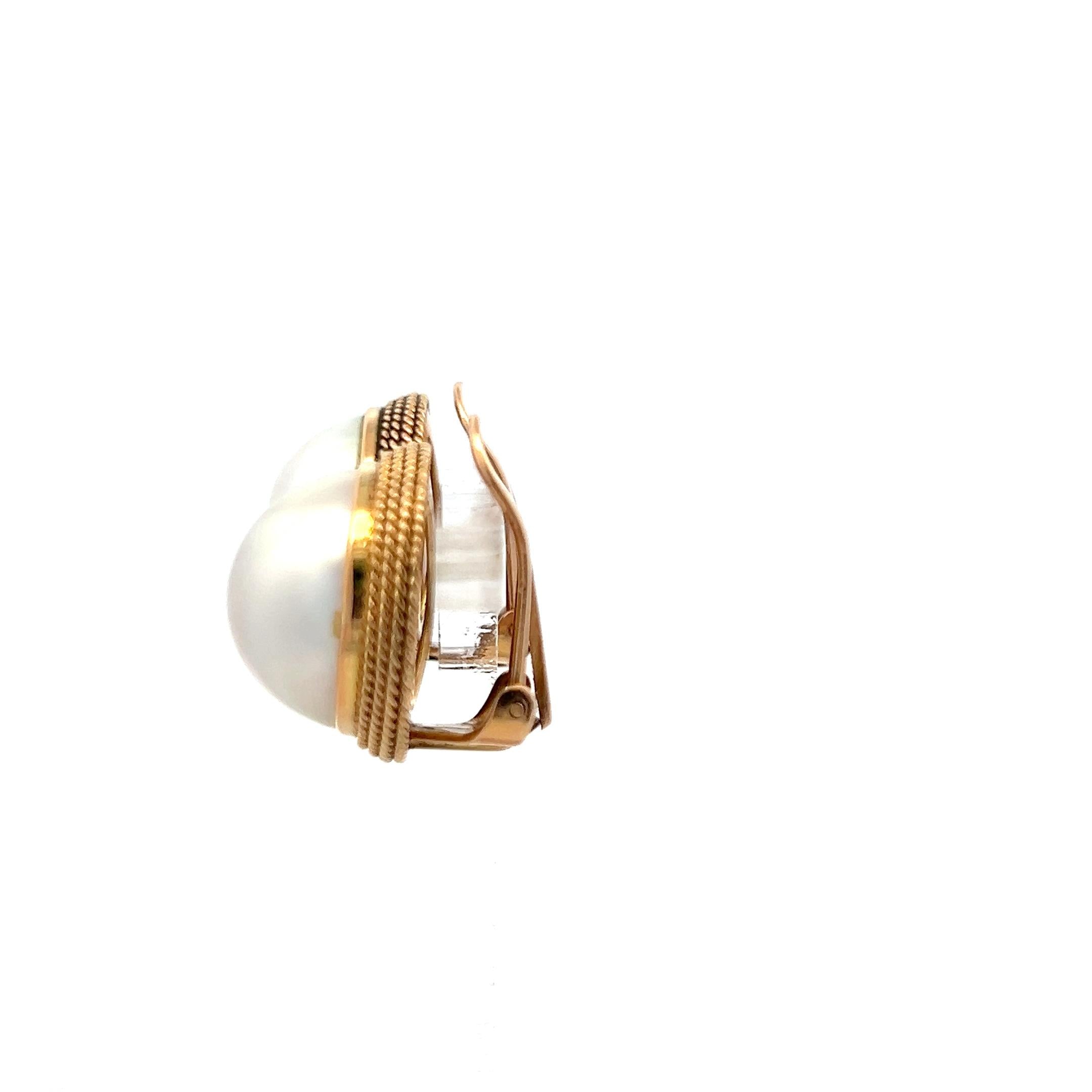 Vintage 14K Yellow Gold Clip-On Earrings with 14.8 MM Pearls