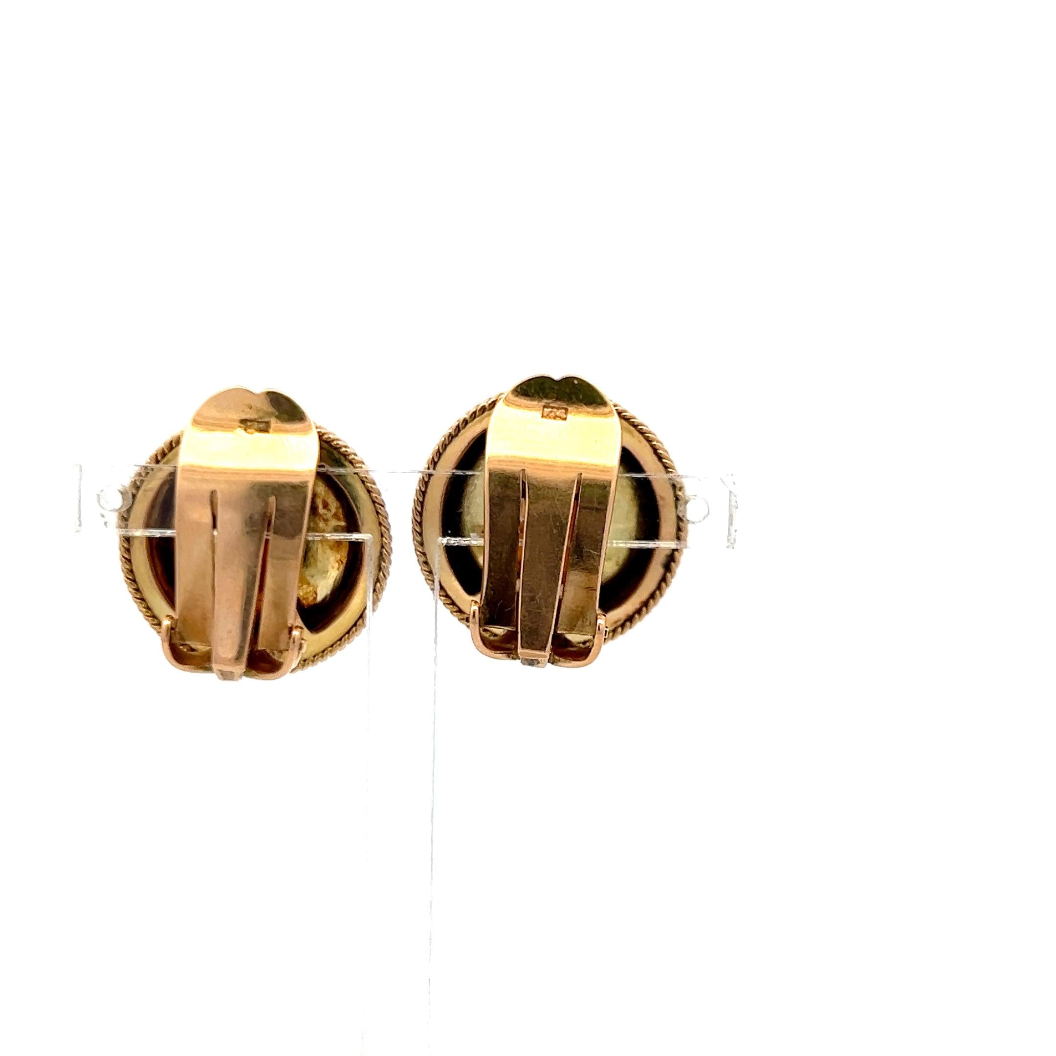 Vintage 14K Yellow Gold Clip-On Earrings with 14.8 MM Pearls