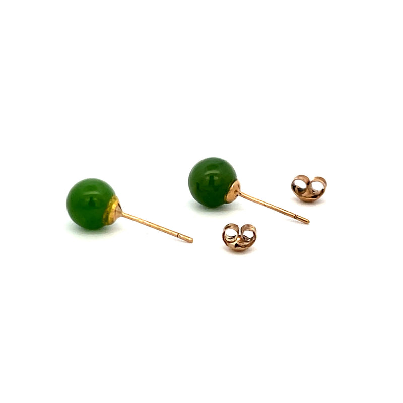 Vintage Jade 1.40 Grams 18 Karat Yellow Gold Stud Earrings