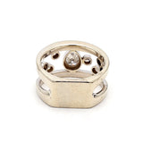 0.80 Carat Pear Shape H SI1 and Round Brilliant I I1 Diamond 14 Karat White Gold Fashion Ring