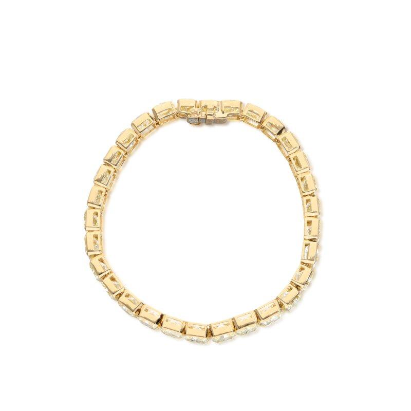 18K YG Tennis Bracelet with 43.35 Carat Radiant Cut Diamonds Fancy-lit GIA