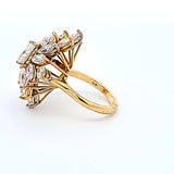 5.50 Carat Marquis Shape H SI1-SI2 Diamond 18 Karat Yellow Gold Cluster Ring